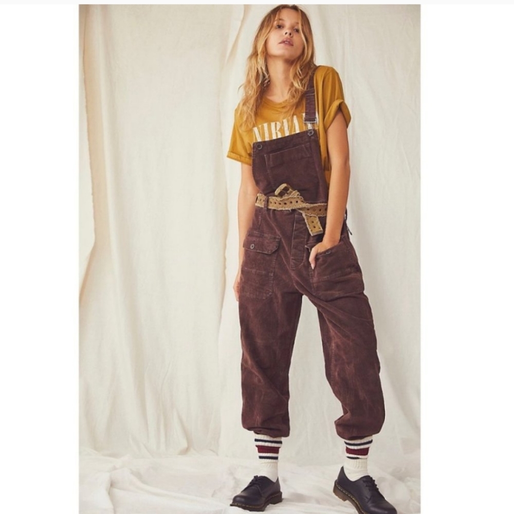 Free People NWOT We the Free Iris Cord Overall in Scorpio